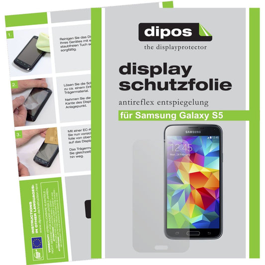 Matte Displayschutzfolie von dipos passend für Galaxy S5 Samsung, präziser Zuschnitt und blasenfrei montiert