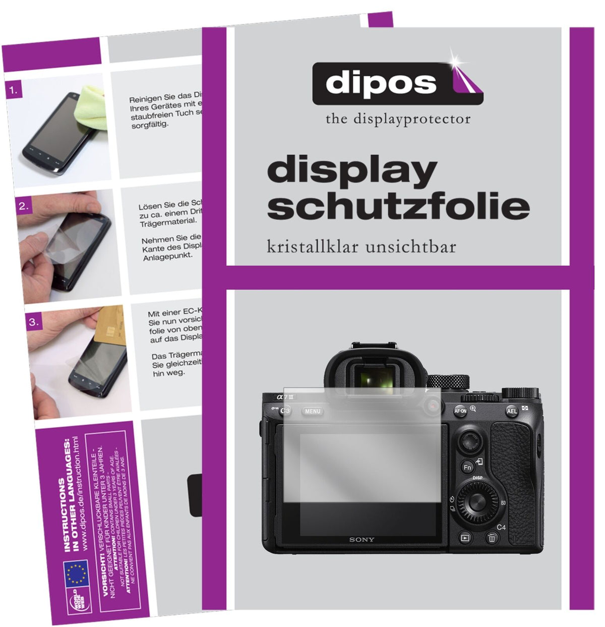 5x Schutzfolie klar für Sony Alpha 7 III Display-Schutzfolie