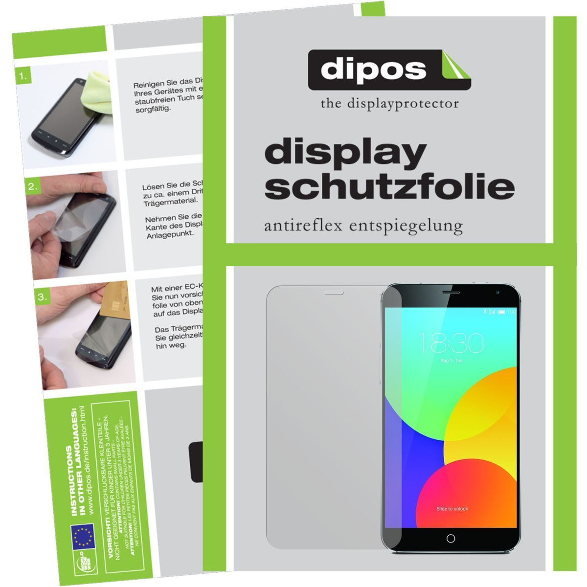 Matte Displayschutzfolie von dipos passend für MX4 Meizu, präziser Zuschnitt und blasenfrei montiert