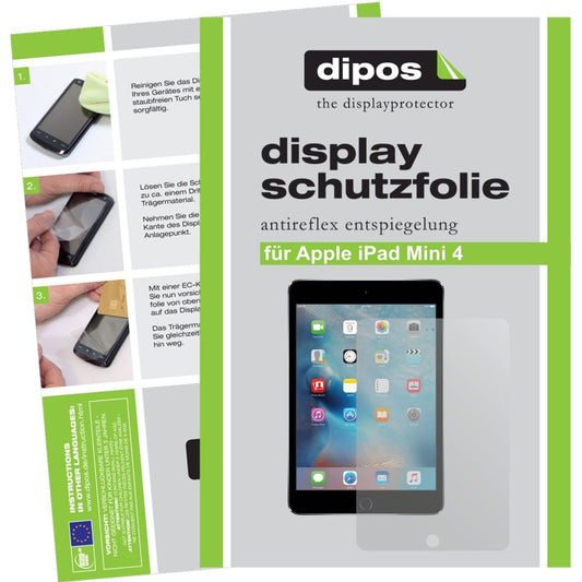 Matte Displayschutzfolie von dipos passend für iPad Mini 4 Apple, präziser Zuschnitt und blasenfrei montiert