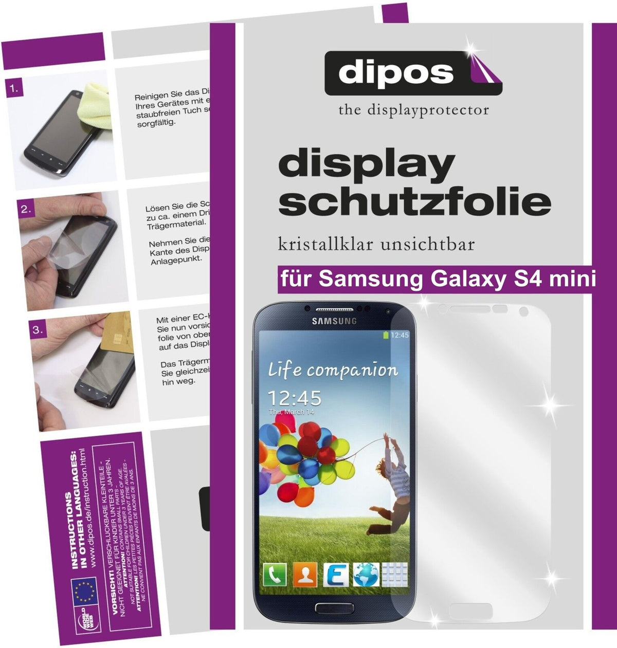 2x Schutzfolie klar für Galaxy S4 mini Samsung Display-Schutzfolie