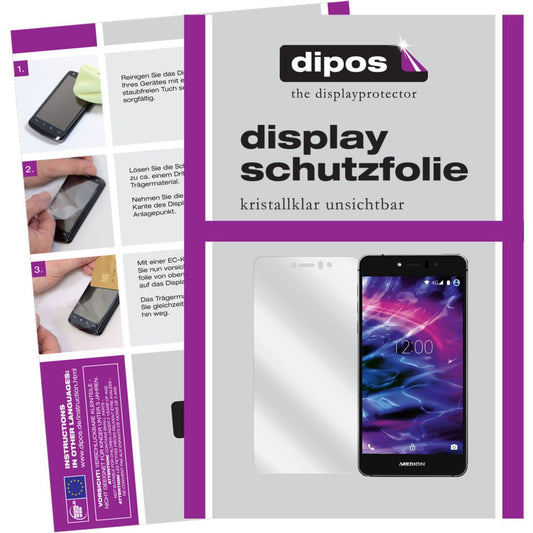 Klare Displayschutzfolie von dipos passend für Life X5020 Medion, präziser Zuschnitt und blasenfrei montiert