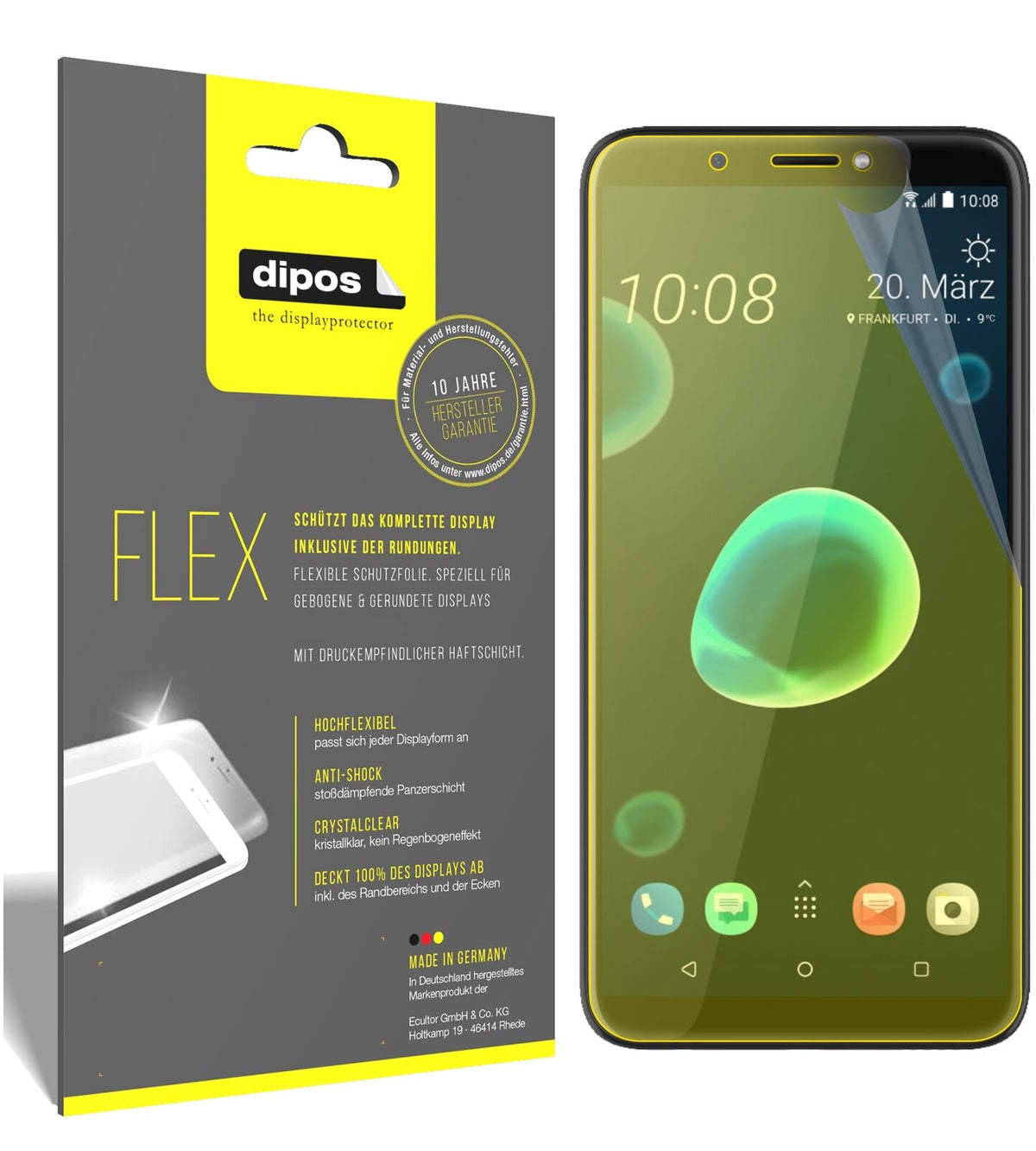 2x 3D Full Cover Schutzfolie für HTC Desire 12