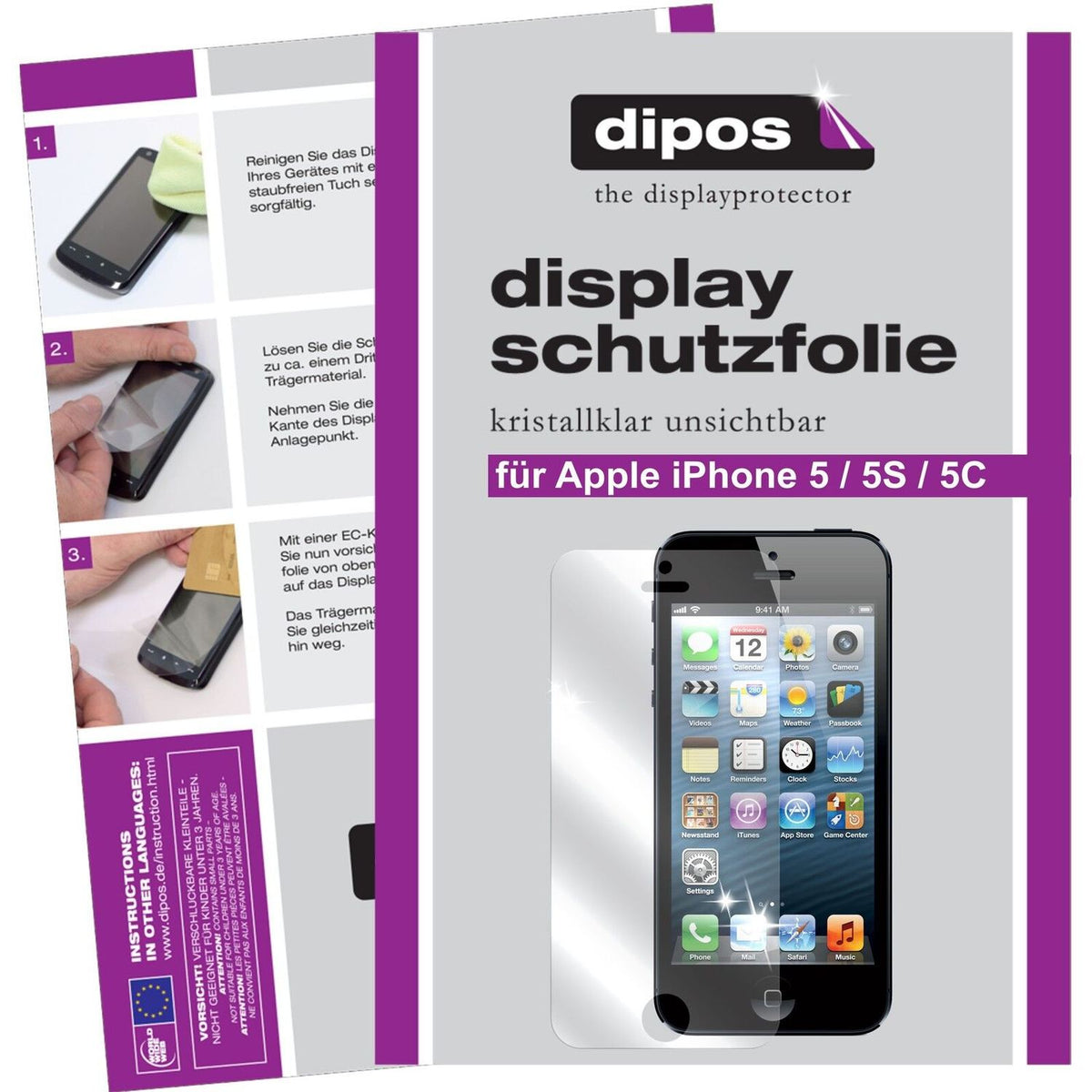2x Schutzfolie klar für iPhone 5C Apple Display-Schutzfolie