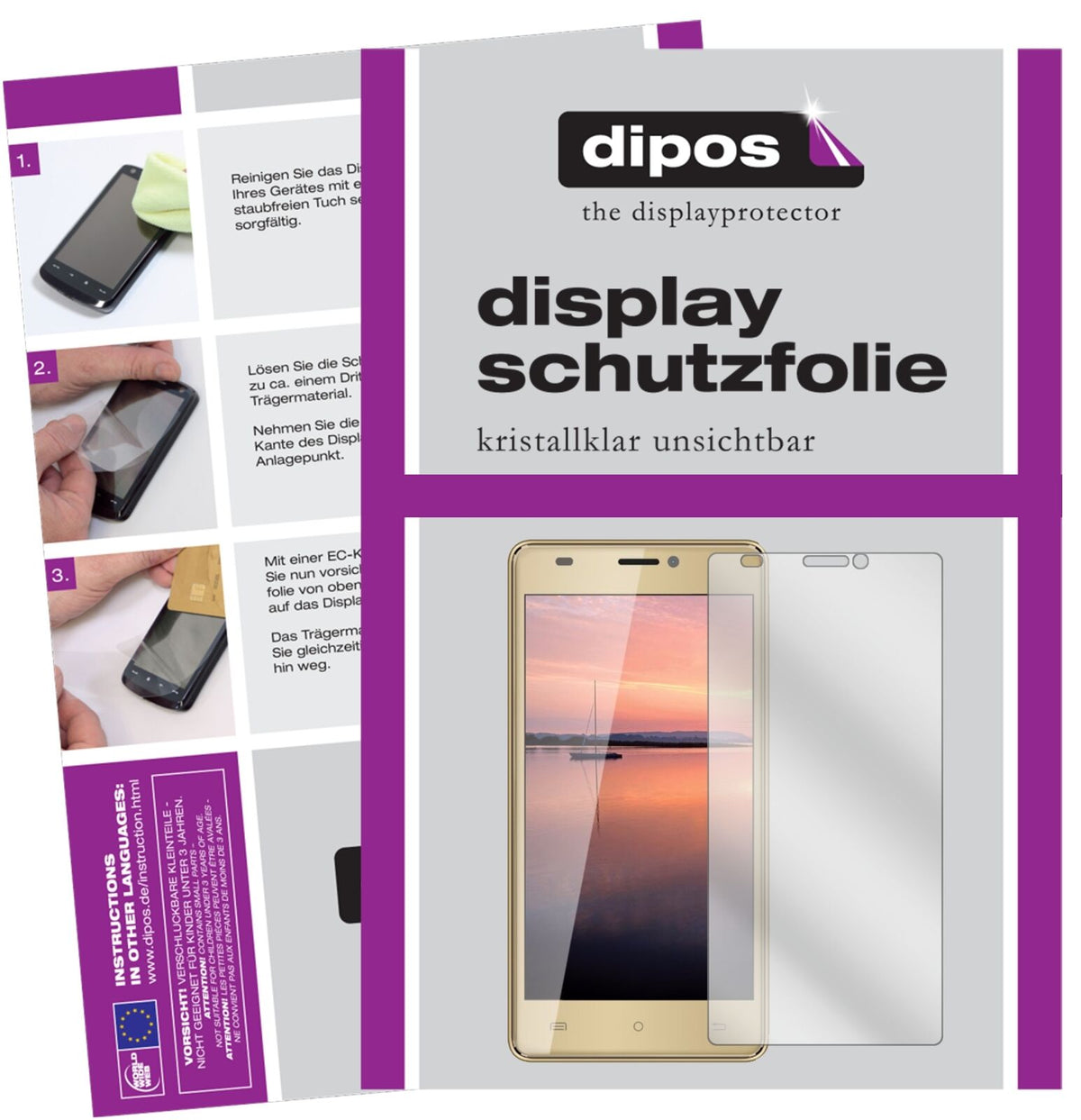 CubotH3 mit aufgebrachter dipos Displayschutzfolie, glasklare Darstellung ohne Einschränkungen