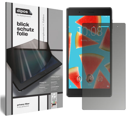 LenovoTB-7504X mit aufgebrachtem dipos Displayschutz, der seitliche Einblicke blockiert