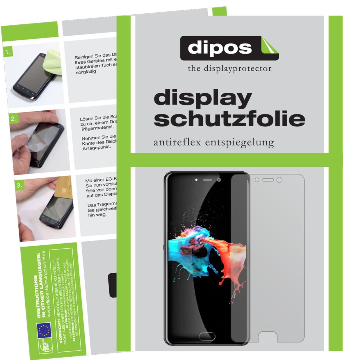 LeagooT5c mit aufgebrachter dipos Displayschutzfolie, die lästige Fingerabdrücke minimiert