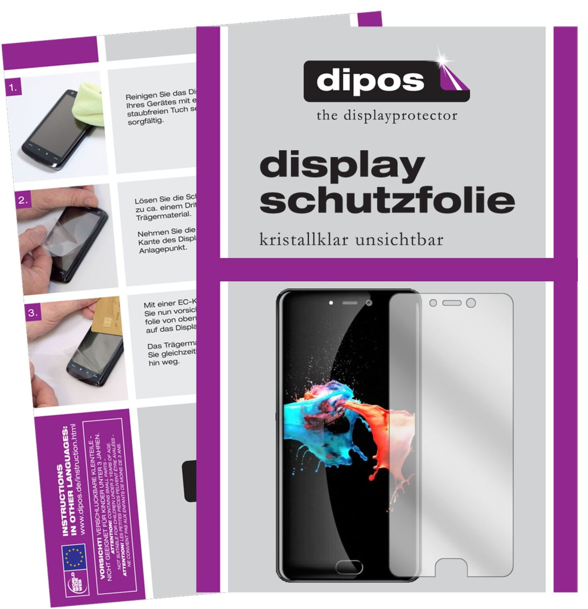 LeagooT5c mit aufgebrachter dipos Displayschutzfolie, glasklare Darstellung ohne Einschränkungen