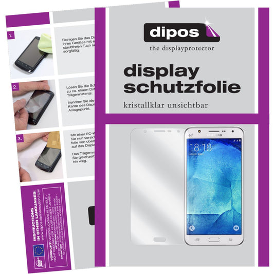 Klare Displayschutzfolie von dipos passend für Galaxy J7 Samsung, präziser Zuschnitt und blasenfrei montiert