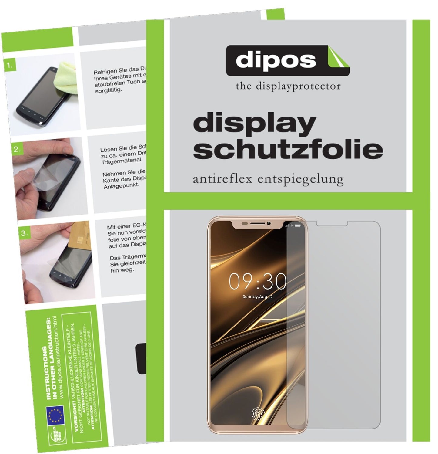 DoogeeV mit aufgebrachter dipos Displayschutzfolie, die lästige Fingerabdrücke minimiert