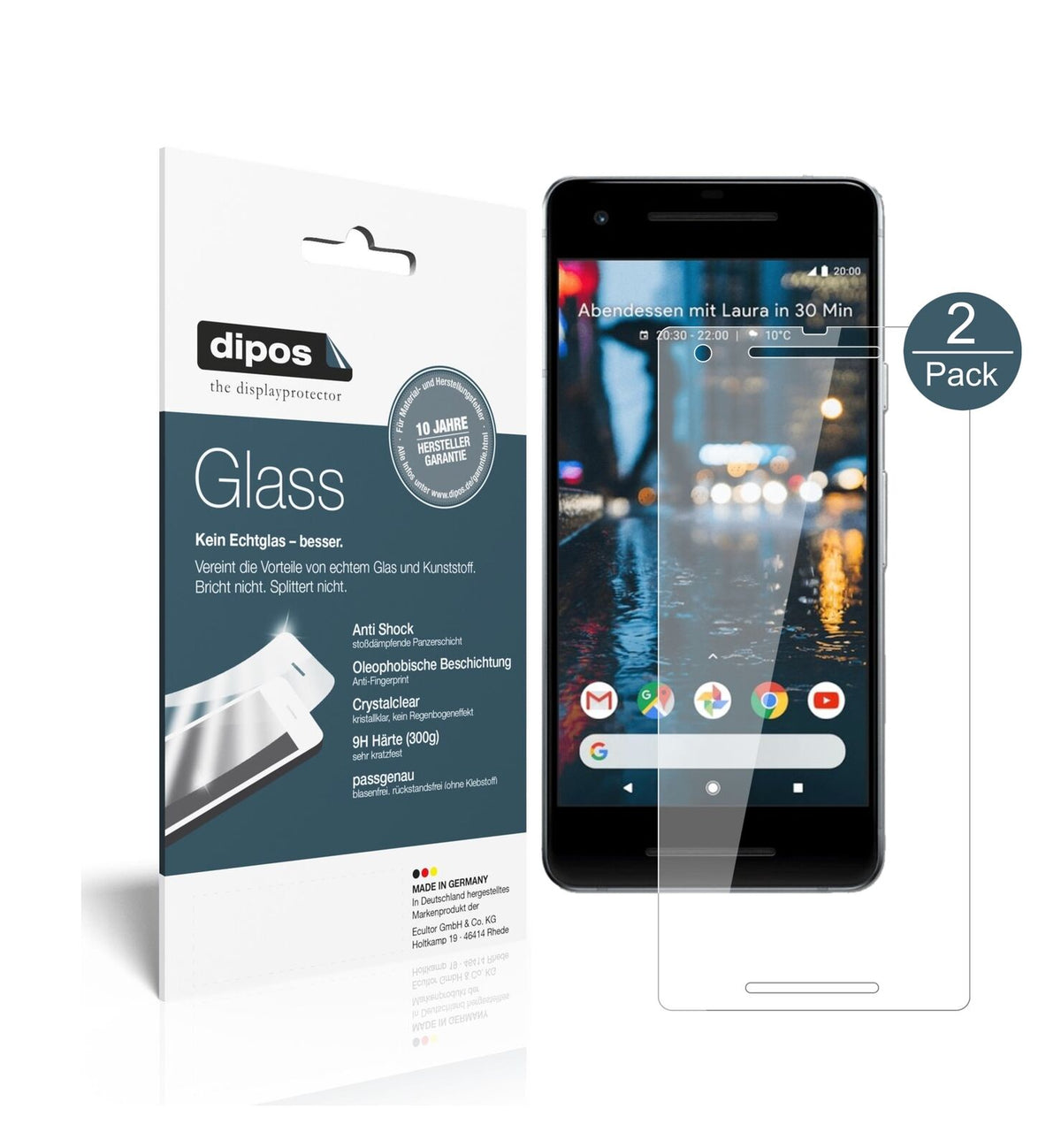 1x 9H Schutzfolie für Google Pixel 2 Panzerfolie