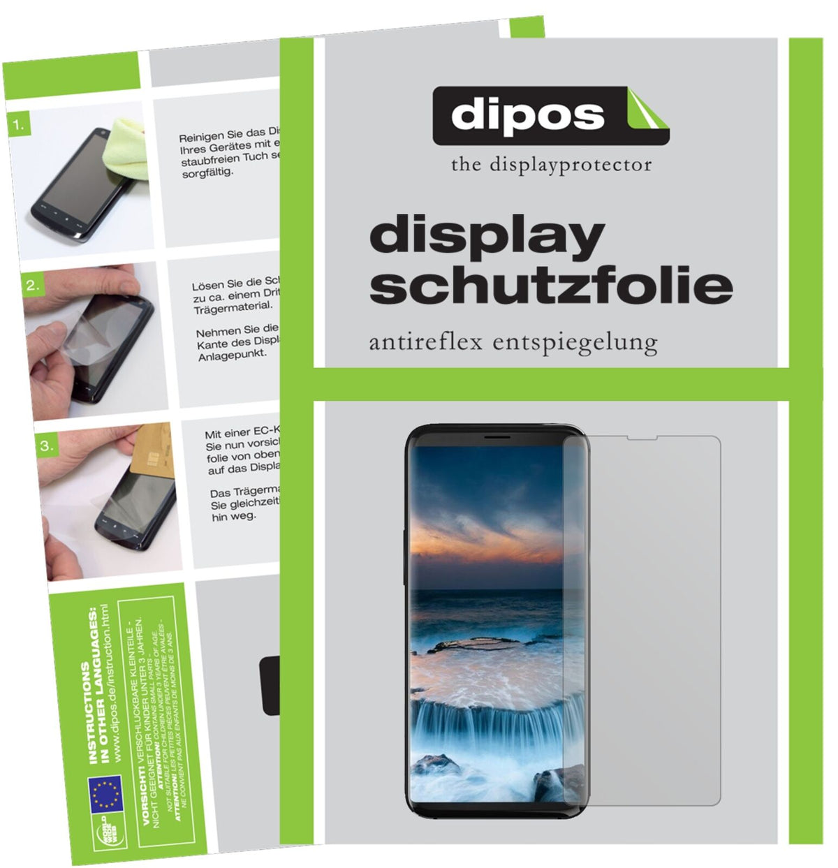 Uhansi8 mit aufgebrachter dipos Displayschutzfolie, die lästige Fingerabdrücke minimiert