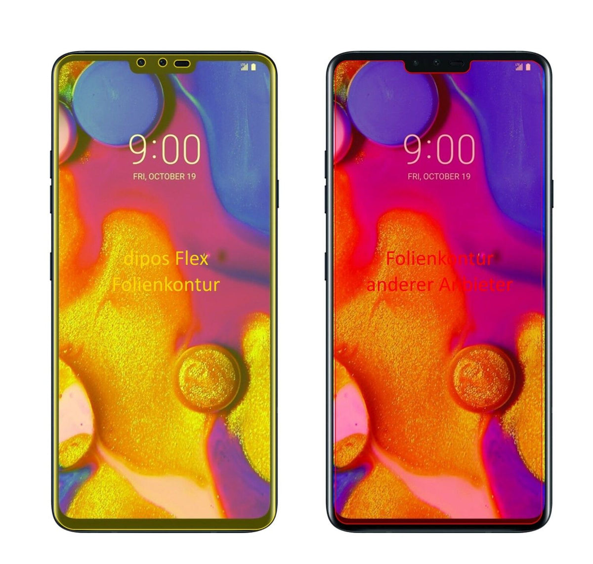 2x 3D Full Cover Schutzfolie für LG V40 ThinQ
