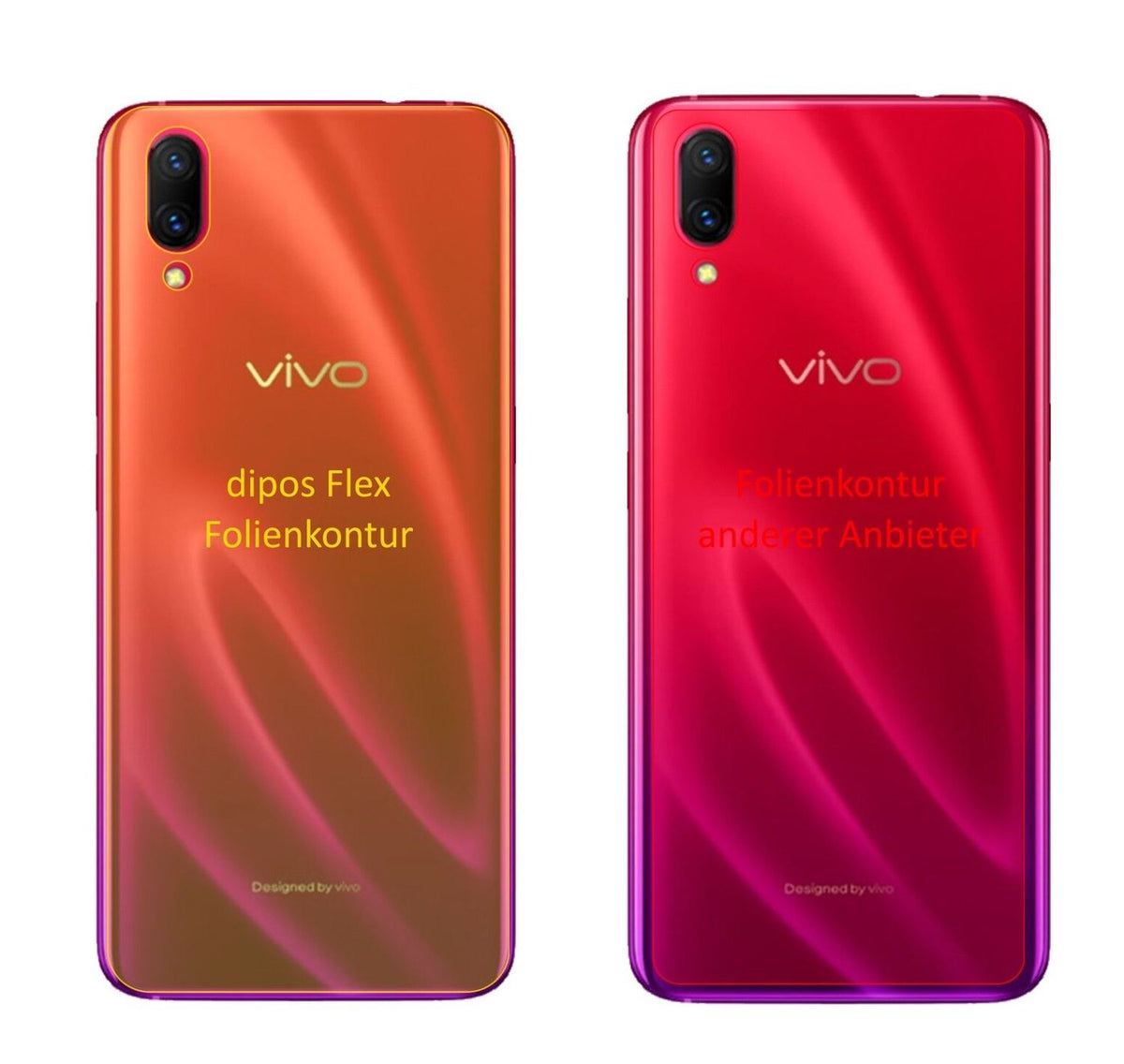 2x 3D Full Cover Schutzfolie für Vivo X23 Rückseite