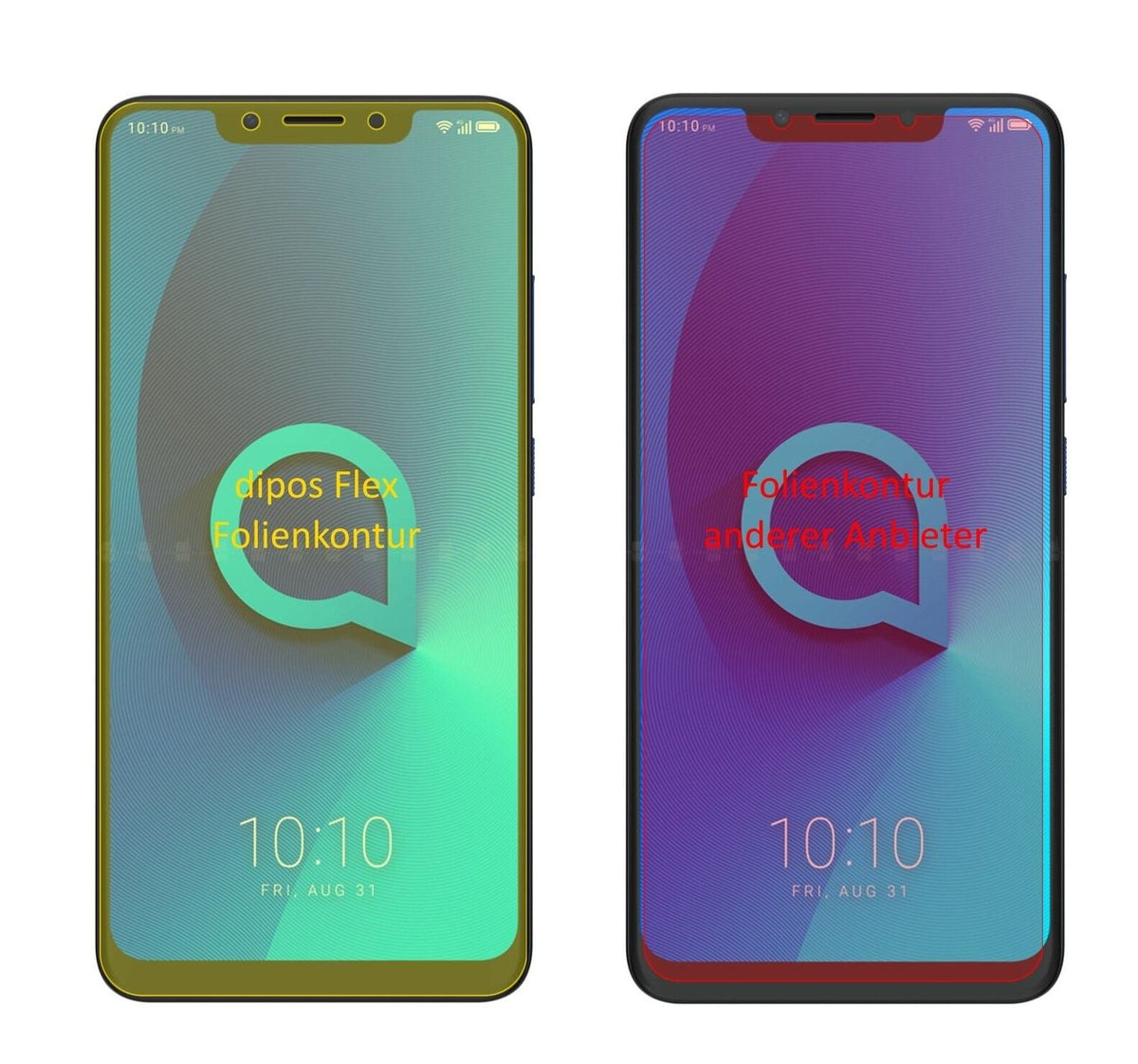 2x 3D Full Cover Schutzfolie für Alcatel 5V