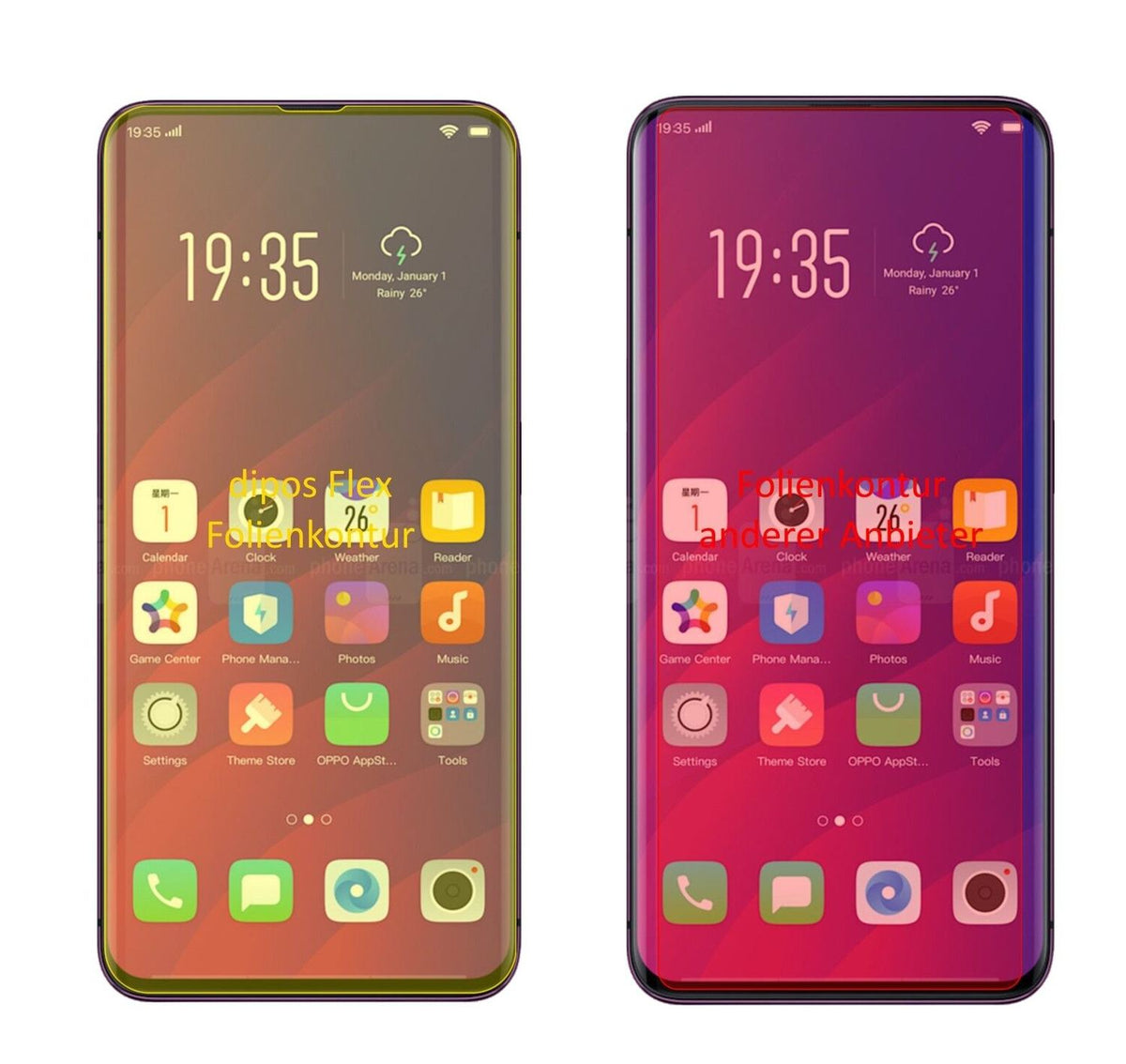 2x 3D Full Cover Schutzfolie für Oppo Find X