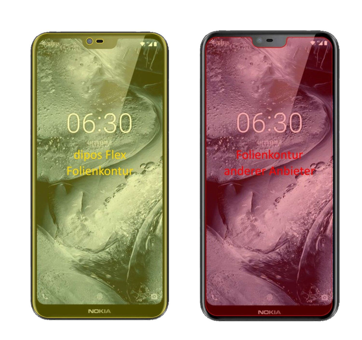 2x 3D Full Cover Schutzfolie für Nokia X6 2018 TA1099