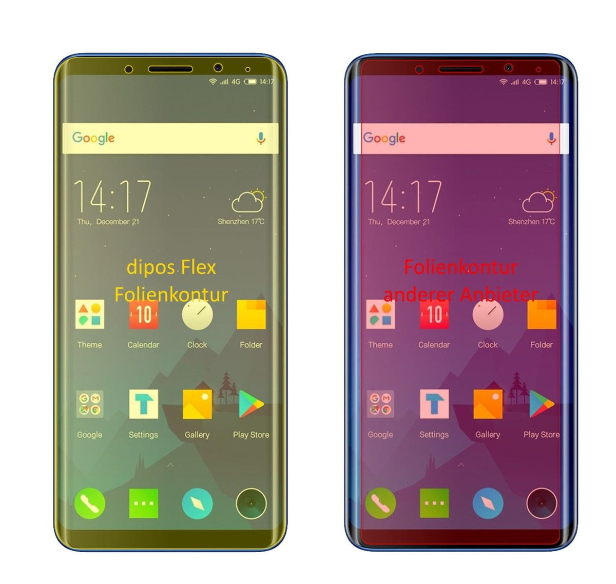 2x 3D Full Cover Schutzfolie für Elephone U