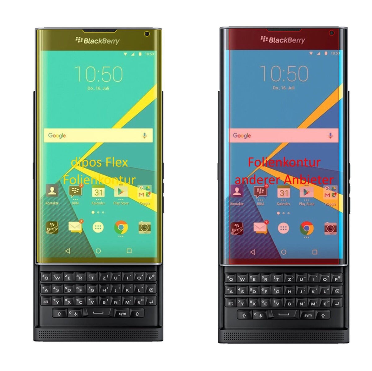 2x 3D Full Cover Schutzfolie für Blackberry Priv