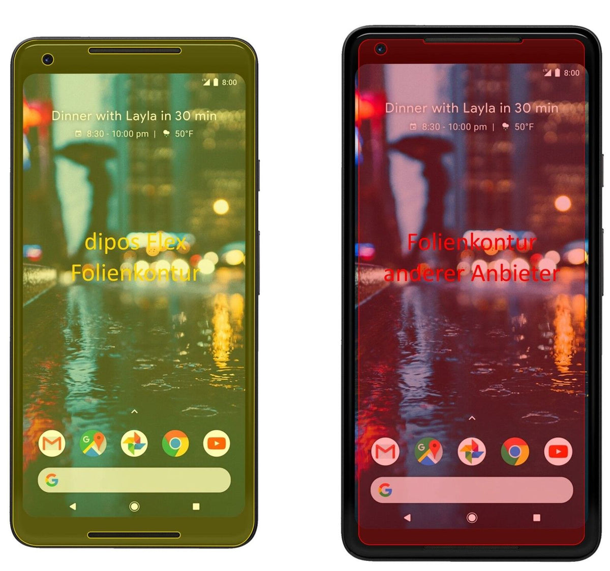 3x 3D Full Cover Schutzfolie für Google Pixel 2 XL