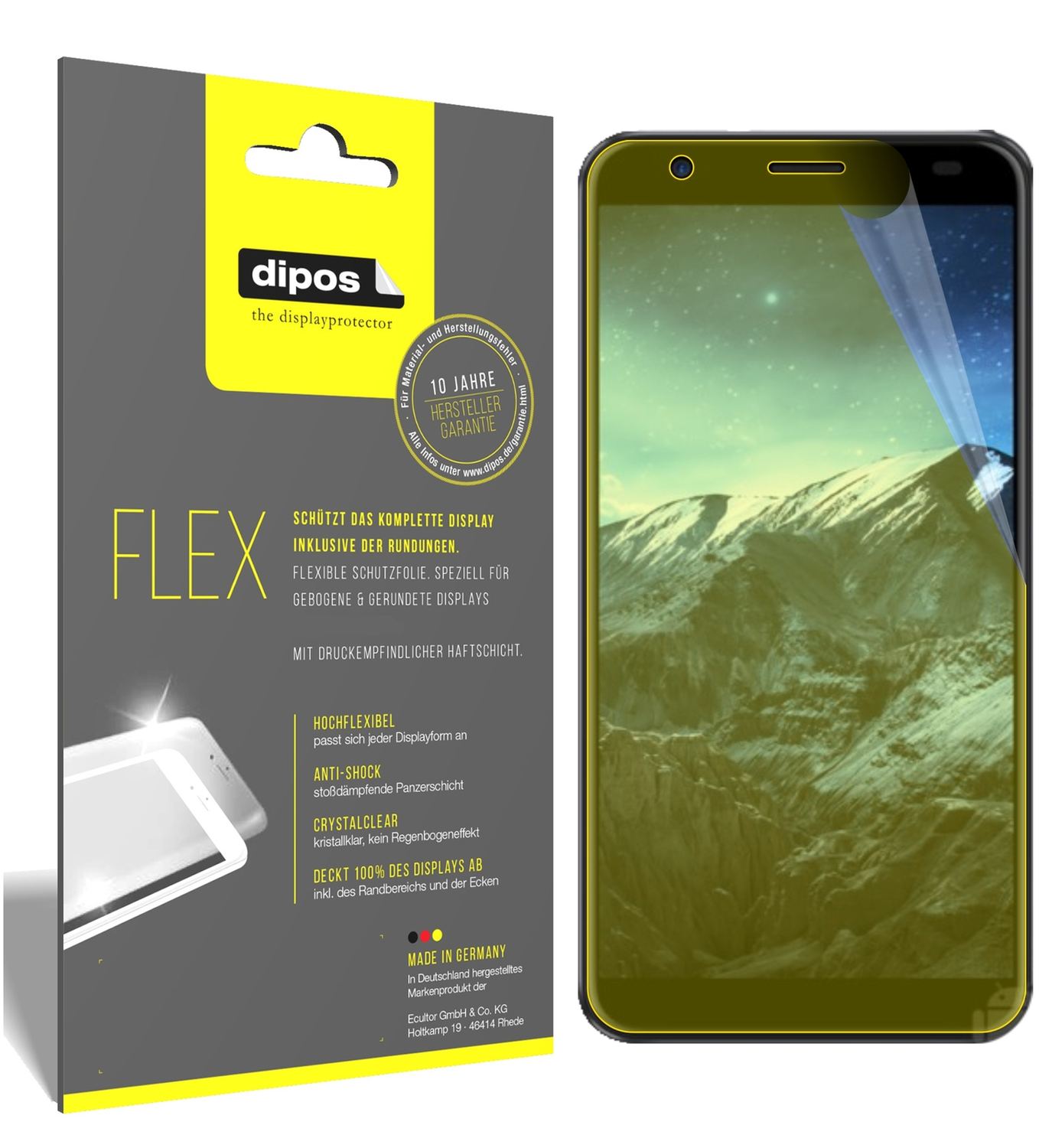 Klare Displayschutzfolie von dipos passend für Konka D8, 100% Displayabdeckung und blasenfreie Montage