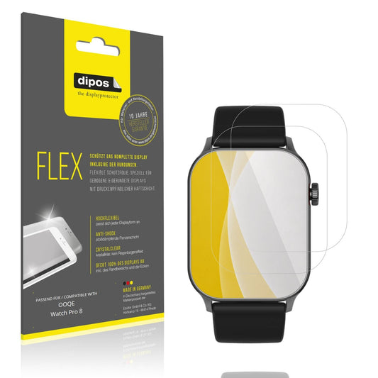 Klare Displayschutzfolie von dipos passend für OOQE Watch Pro 8, 100% Displayabdeckung und blasenfreie Montage