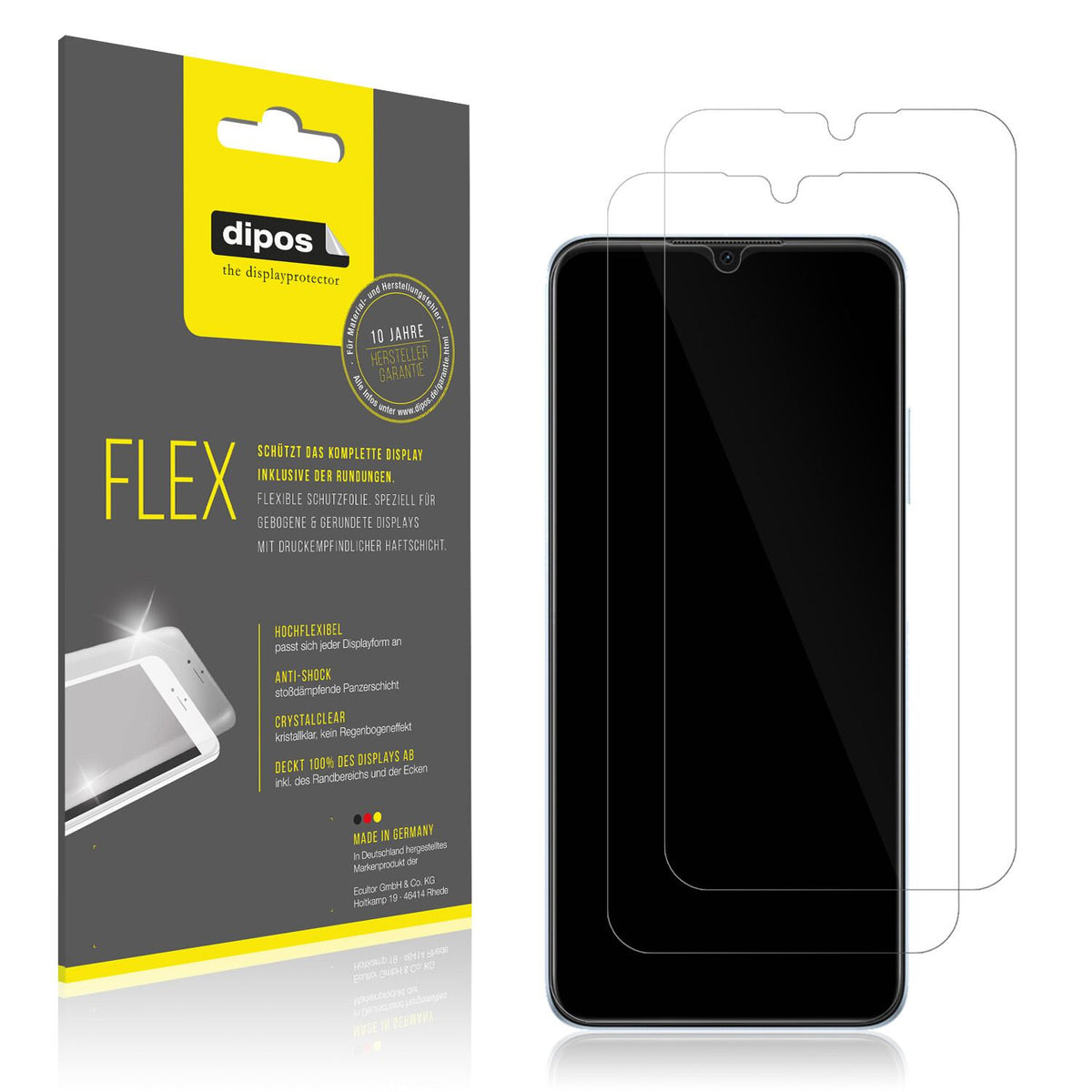 Klare Displayschutzfolie von dipos passend für OPPO A17, 100% Displayabdeckung und blasenfreie Montage