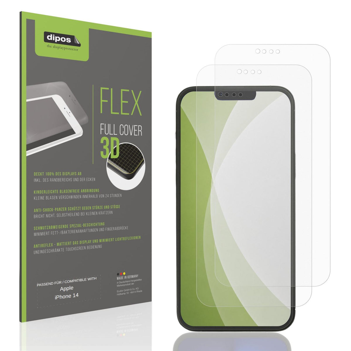 Matte Displayschutzfolie von dipos passend für Apple iPhone 14, 100% Displayabdeckung und blasenfreie Montage