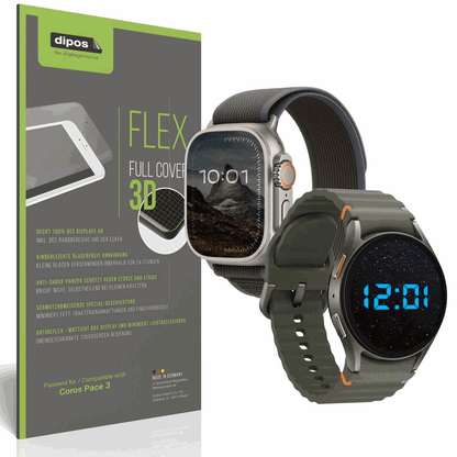 Matte Displayschutzfolie von dipos passend für Coros Pace 3, 100% Displayabdeckung und blasenfreie Montage