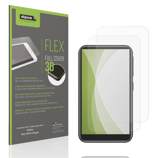 Matte Displayschutzfolie von dipos passend für Diofox M12 MP3-Player, 100% Displayabdeckung und blasenfreie Montage