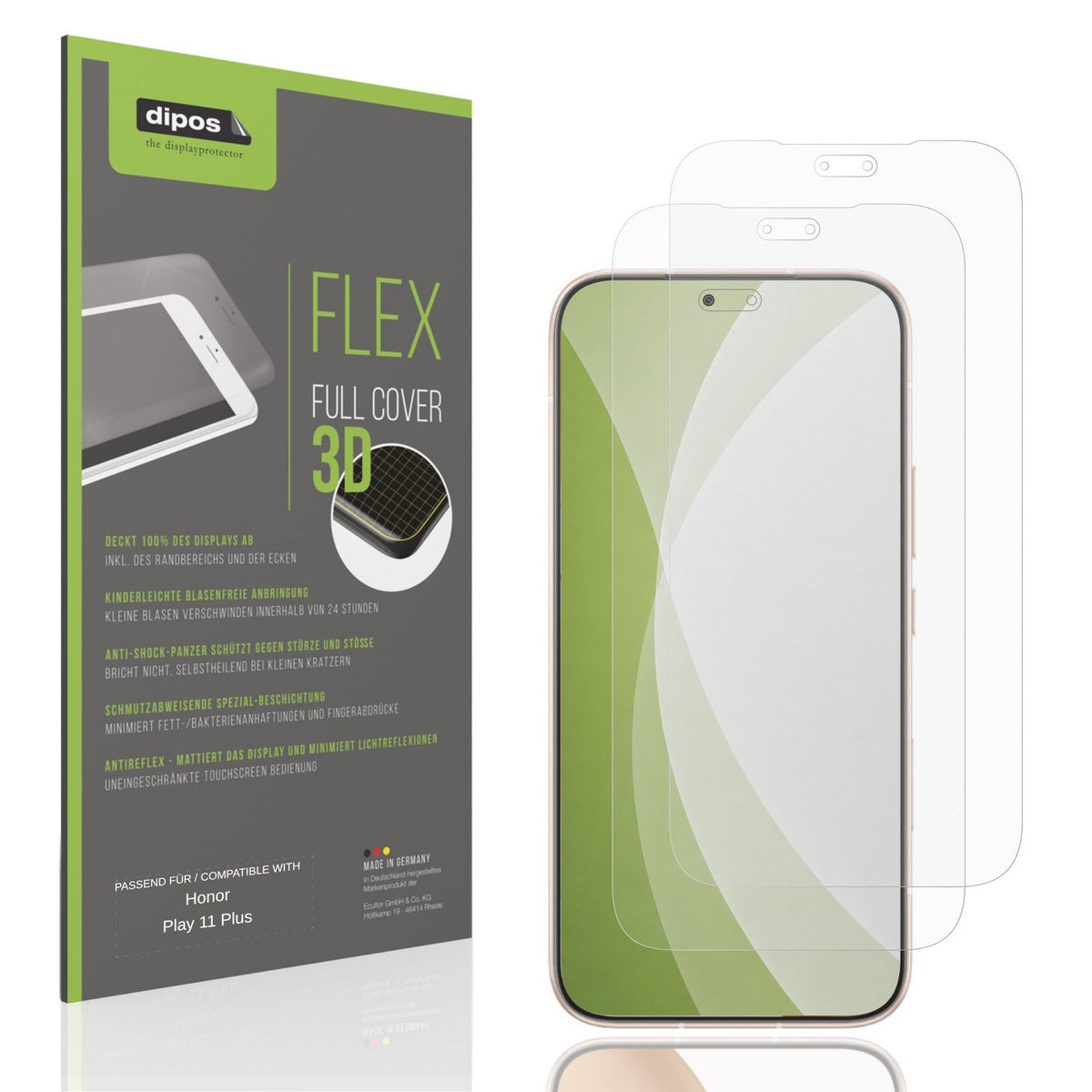 Matte Displayschutzfolie von dipos passend für Honor Play 11 Plus, 100% Displayabdeckung und blasenfreie Montage