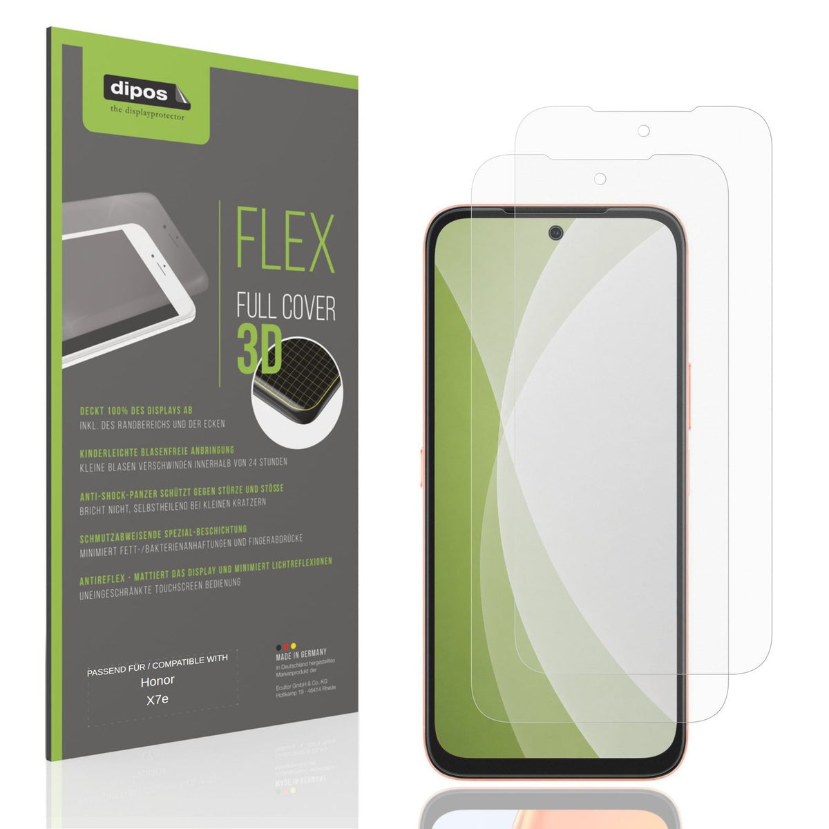 Matte Displayschutzfolie von dipos passend für Honor X7e, 100% Displayabdeckung und blasenfreie Montage