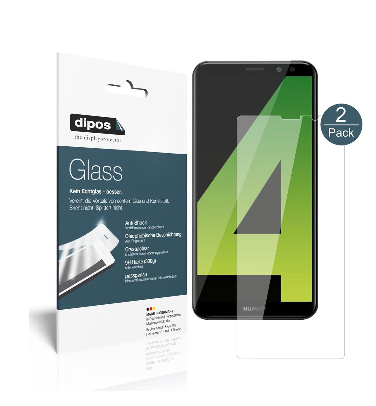 2x 9H Schutzfolie für Huawei Mate 10 Lite Panzerfolie