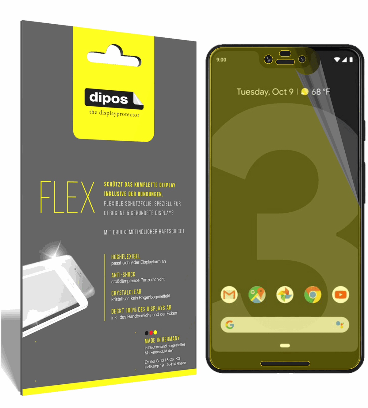 3x 3D Full Cover Schutzfolie für Google Pixel 3 XL