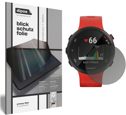 GarminForerunner 45 mit aufgebrachtem dipos Displayschutz, der seitliche Einblicke blockiert