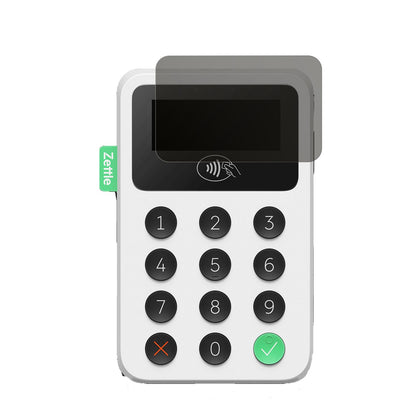 ZettleReader 2 mit aufgebrachtem dipos Displayschutz, der seitliche Einblicke blockiert