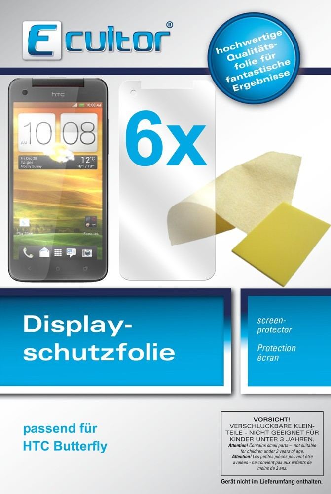 6x Schutzfolie klar für Butterfly HTC Display-Schutzfolie