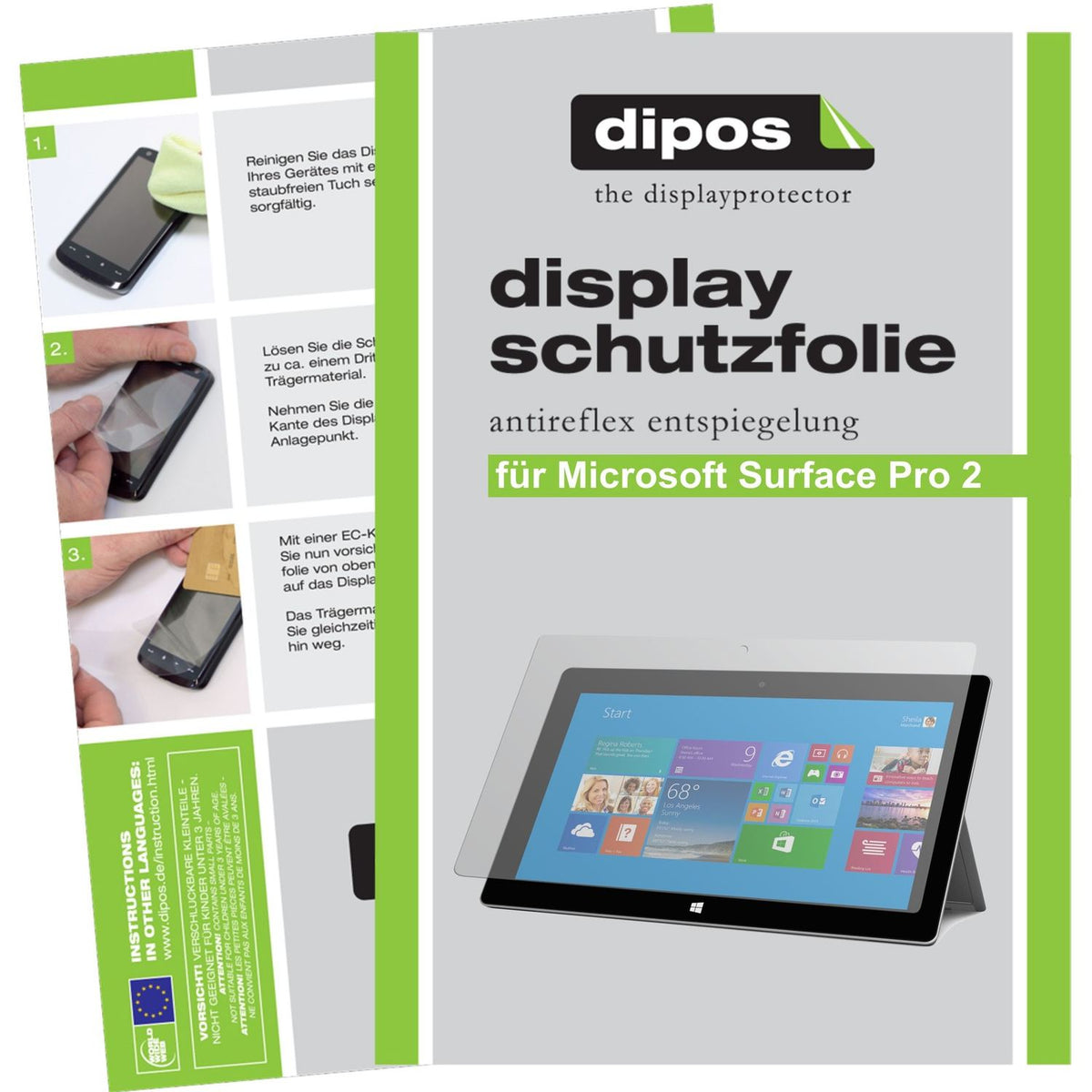 2x Schutzfolie matt für Surface Pro 2 Microsoft Display-Schutzfolie