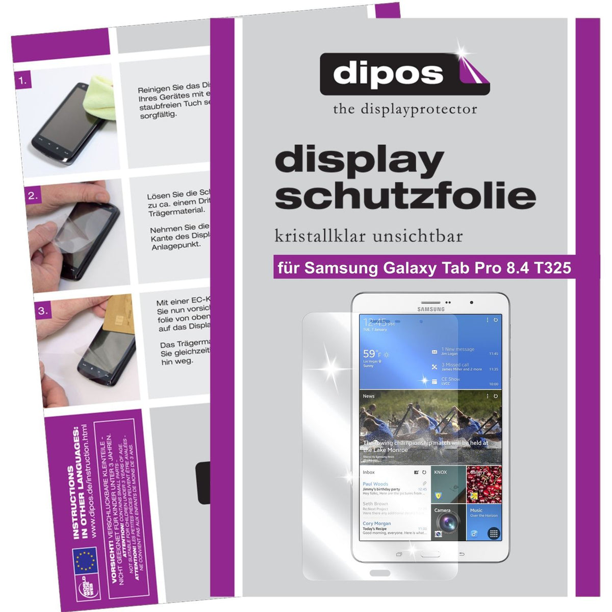 2x Schutzfolie klar für Galaxy Tab Pro 8.4 T325 Samsung Display-Schutzfolie