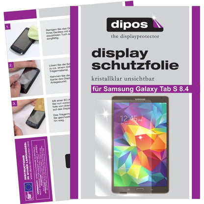 Klare Displayschutzfolie von dipos passend für Galaxy Tab S 8.4 T700 Samsung, präziser Zuschnitt und blasenfrei montiert
