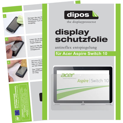 Matte Displayschutzfolie von dipos passend für Aspire Switch 10 Acer, präziser Zuschnitt und blasenfrei montiert