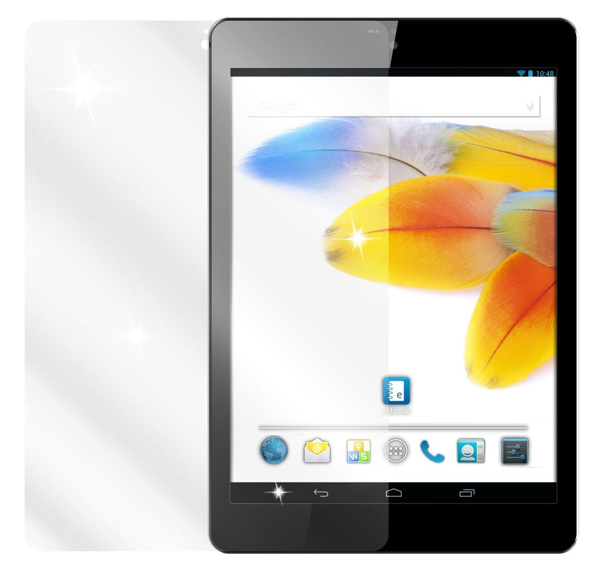 Connect 8+ 7,9 ZollOdys mit aufgebrachter dipos Displayschutzfolie, glasklare Darstellung ohne Einschränkungen
