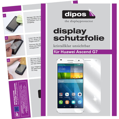 Klare Displayschutzfolie von dipos passend für Ascend G7 Huawei, präziser Zuschnitt und blasenfrei montiert