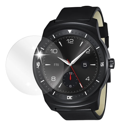 G Watch RLG mit aufgebrachter dipos Displayschutzfolie, glasklare Darstellung ohne Einschränkungen