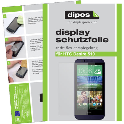 Matte Displayschutzfolie von dipos passend für Desire 510 HTC, präziser Zuschnitt und blasenfrei montiert