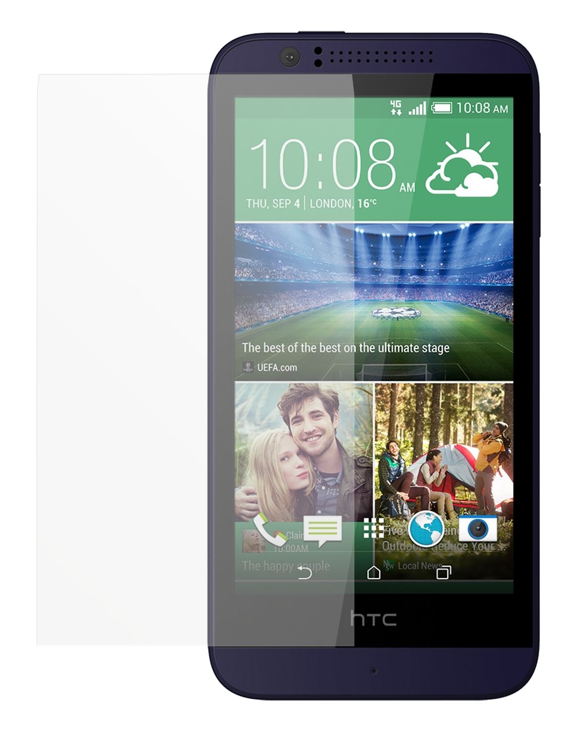 Desire 510HTC mit aufgebrachter dipos Displayschutzfolie, die lästige Fingerabdrücke minimiert