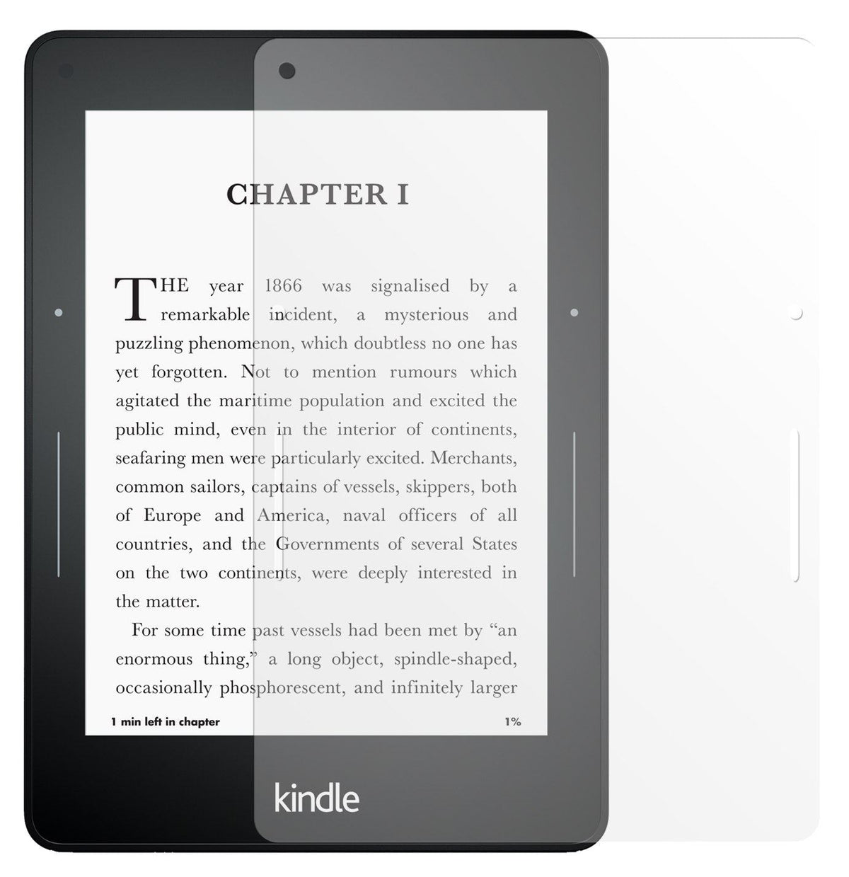 kindle voyageAmazon mit aufgebrachter dipos Displayschutzfolie, die lästige Fingerabdrücke minimiert