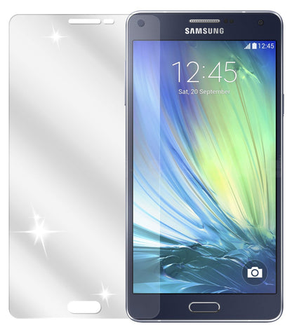 Galaxy A7 (SM-700)Samsung mit aufgebrachter dipos Displayschutzfolie, glasklare Darstellung ohne Einschränkungen