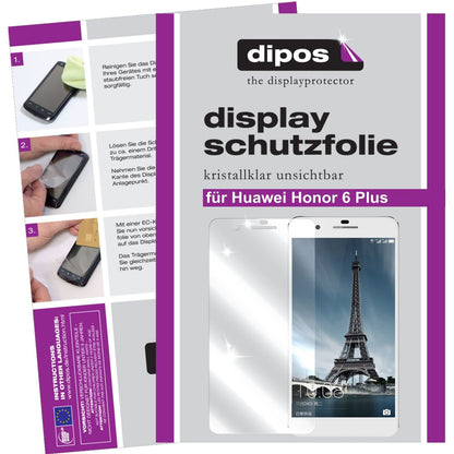Klare Displayschutzfolie von dipos passend für Honor 6 Plus Huawei, präziser Zuschnitt und blasenfrei montiert