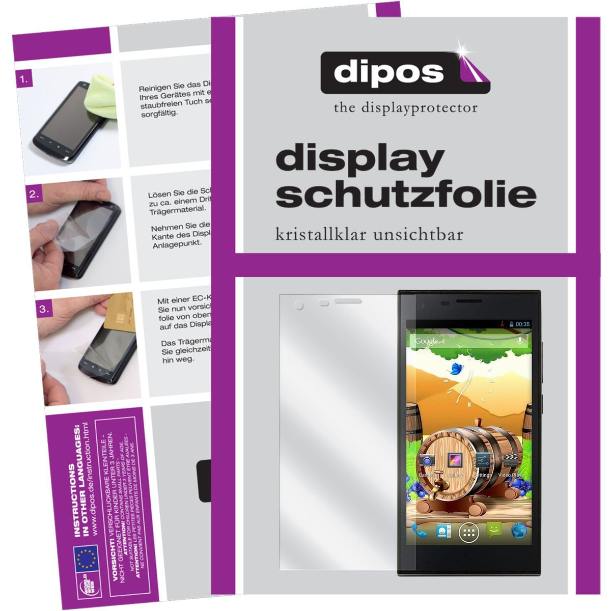 Klare Displayschutzfolie von dipos passend für S308 Cubot, präziser Zuschnitt und blasenfrei montiert